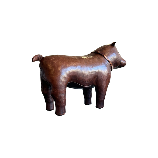 Omersa for liberty 1970s leather bulldog footstool