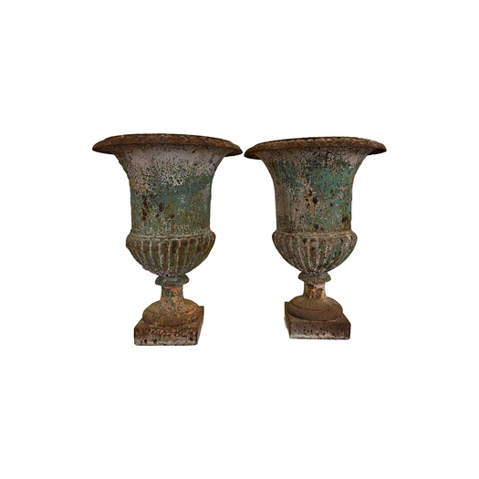 Pair of 19th century French Cast Iron campana urns