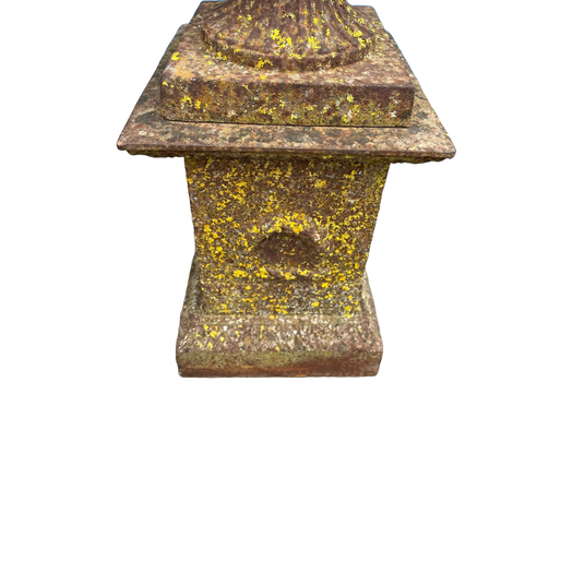 Pair of 19th century cast iron campagna urns on bases
