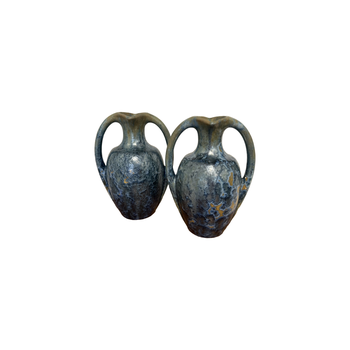 Pair of French Pierrefonds blue crystalline glaze vases