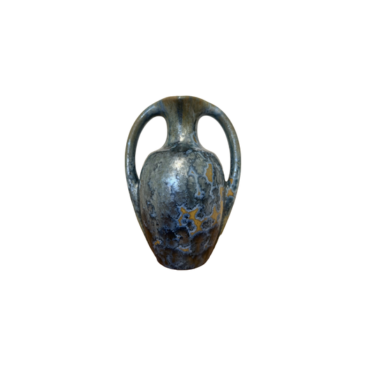 Pair of French Pierrefonds blue crystalline glaze vases