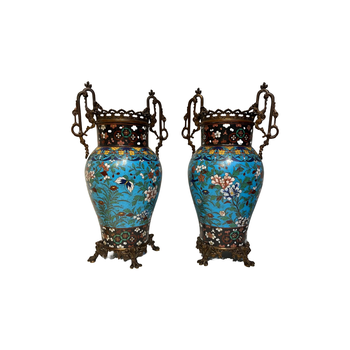 Pair of Japanese cloisonné vases