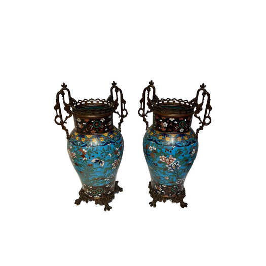 Pair of Japanese cloisonné vases