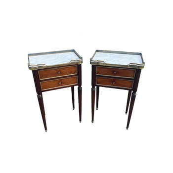 Pair of Louis XVI style mahogany bedside tables