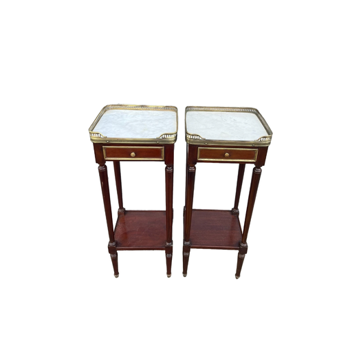 Pair of Louis XVI style mahogany bedside tables