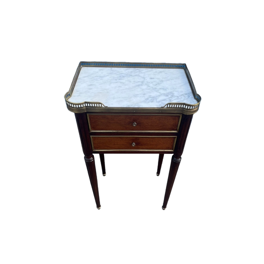 Pair of Louis XVI style mahogany bedside tables