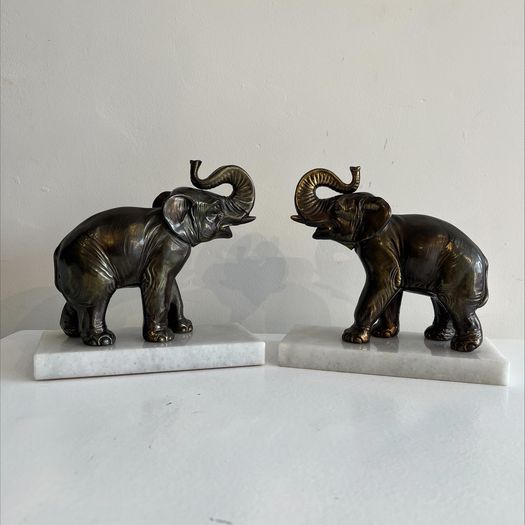 Pair of art deco elephant sculptures