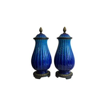 Pair of blue Sevres Vases attributed to Paul Milet