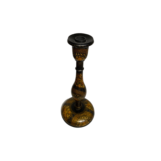 Pair of painted Kashmiri candlesticks