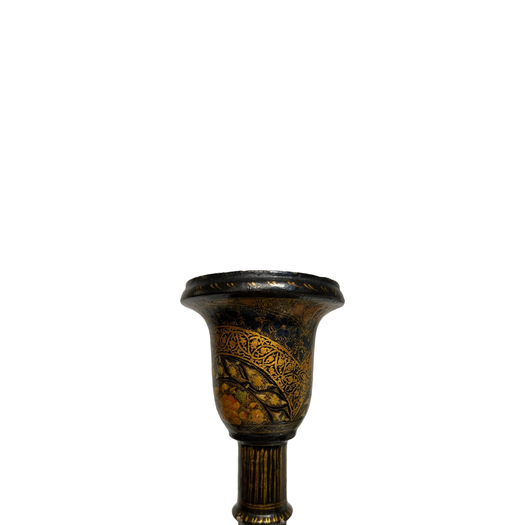 Pair of painted Kashmiri candlesticks