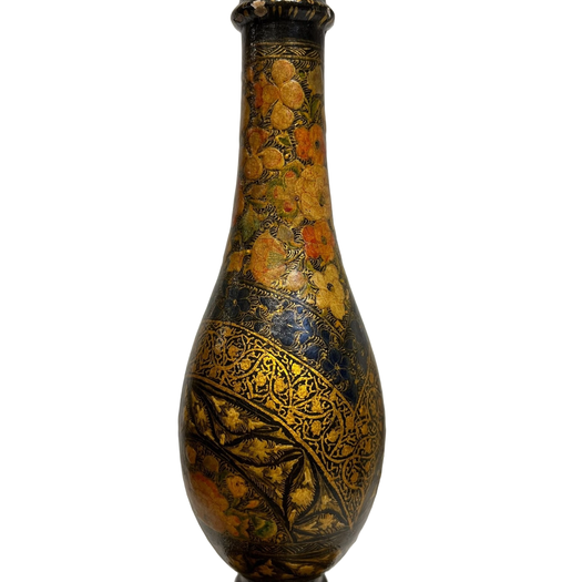 Pair of painted Kashmiri candlesticks