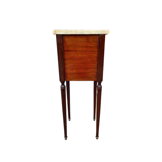 Petite pair of Louis XVI style mahogany bedside tables