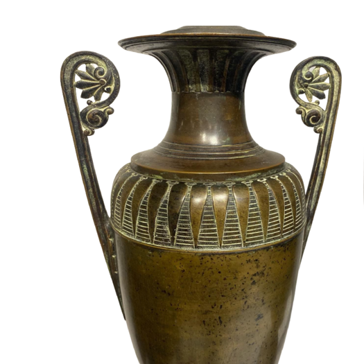 Pair of French 19th century classical bronze urn lamps