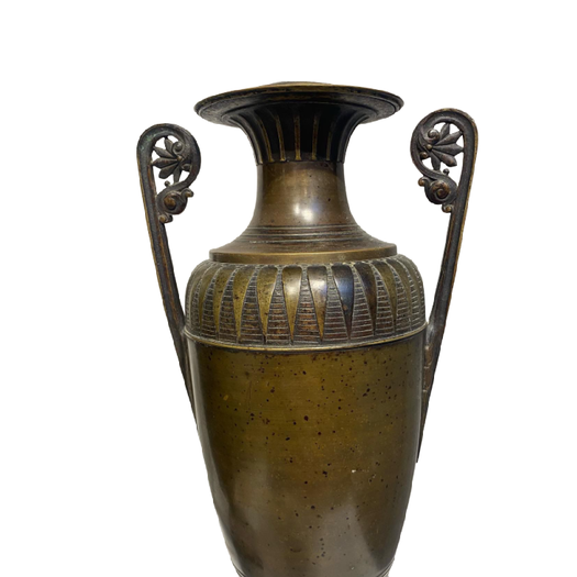 Pair of French 19th century classical bronze urn lamps