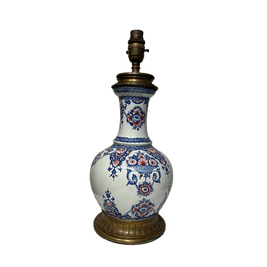 Pair of 19th Century Blue and White French Faience lamps