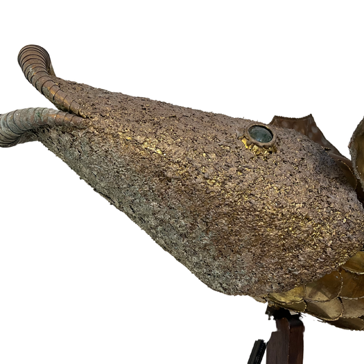 Gilded brass fish sculpture