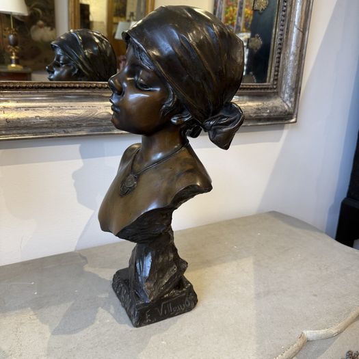 Large Art Nouveau bust after Villanis