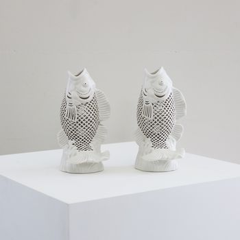 Two White Porcelain Fish