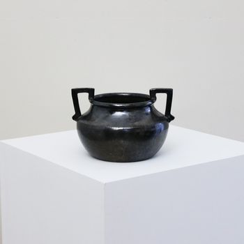 A Black Vase with Square Handles