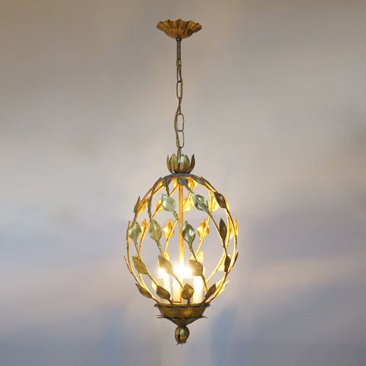 A Gilt Cage Pendant Light