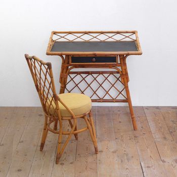 A Cane Desk & Chair Set
