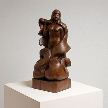 A Wooden Bather Figure