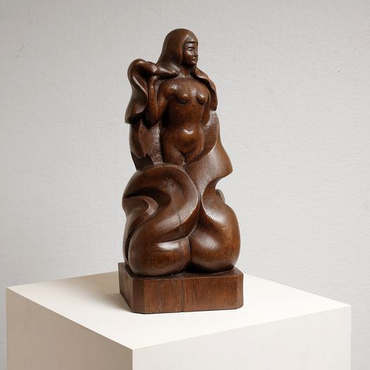 A Wooden Bather Figure