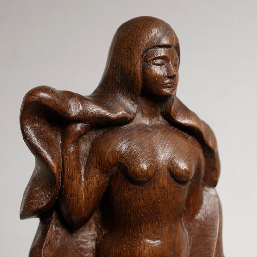 A Wooden Bather Figure