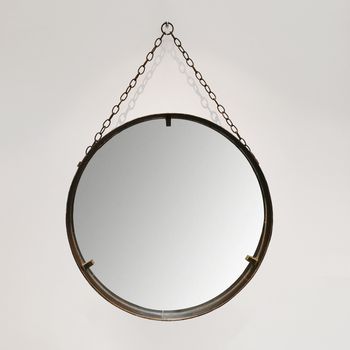 A Circular Leather Mirror