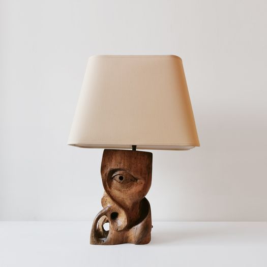 A Carved Wood Table Lamp
