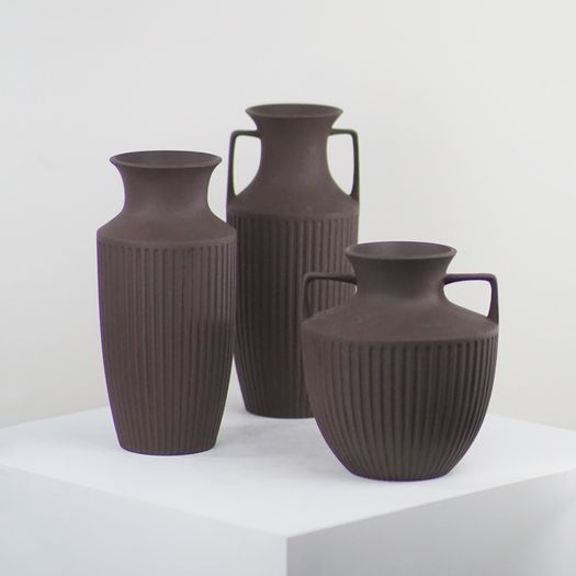 Three Brown Urn Vases