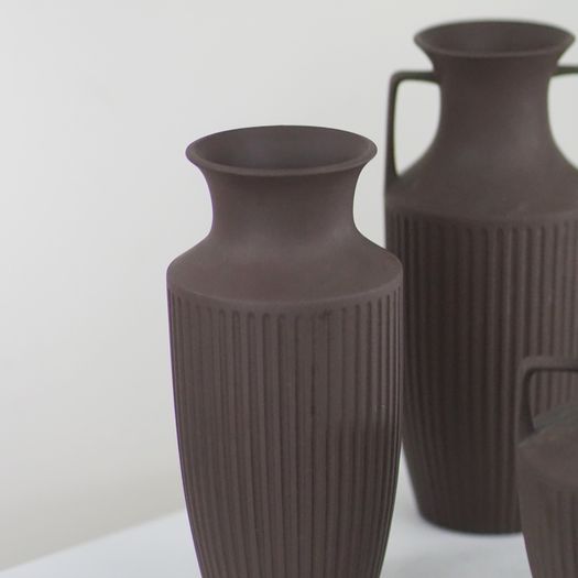Three Brown Urn Vases