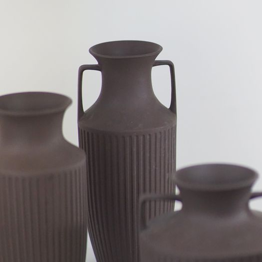 Three Brown Urn Vases