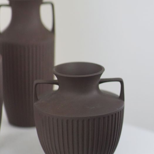 Three Brown Urn Vases