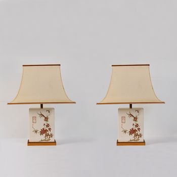 A Pair of Enamel Table Lamps