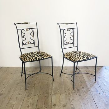 A Pair of Black Metal Side Chairs