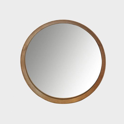 A Pale Wood Circular Mirror