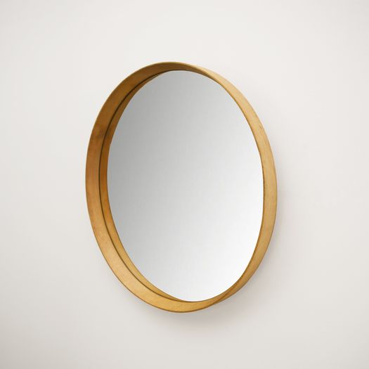 A Pale Wood Circular Mirror