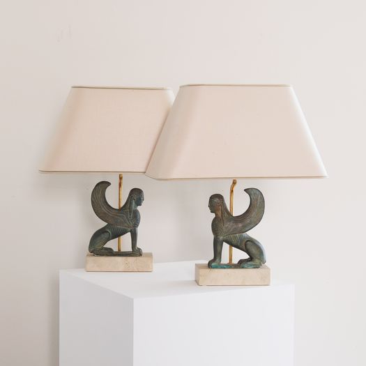 A Pair of Sphinx Table Lamps