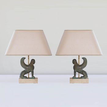 A Pair of Sphinx Table Lamps