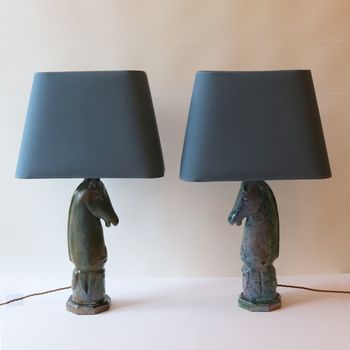 Pair of Pottery Horse Table Lamps