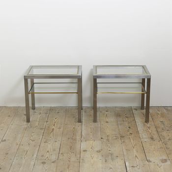 A Pair of Steel & Brass Tables
