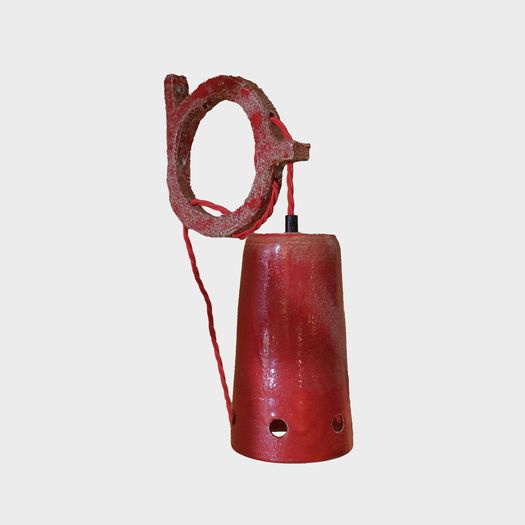 A Red Pottery Wall Light