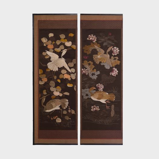 A Set of 6x Japanese Silk Panels