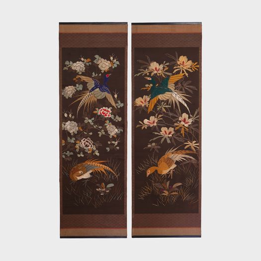 A Set of 6x Japanese Silk Panels