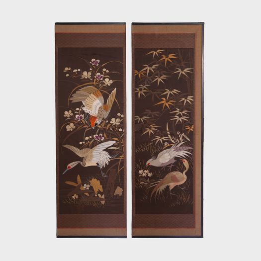 A Set of 6x Japanese Silk Panels