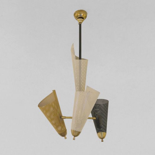 A Perforated Metal Pendant Light