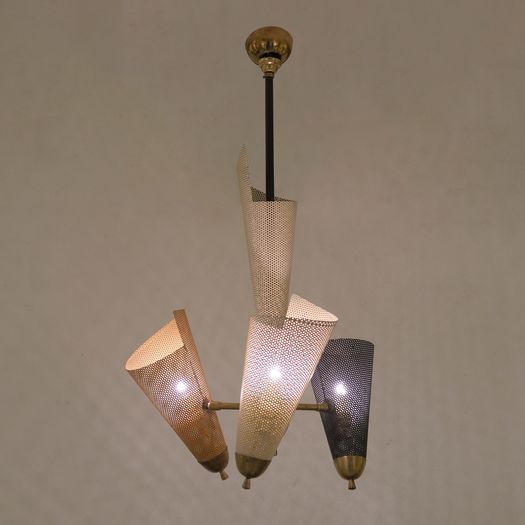 A Perforated Metal Pendant Light