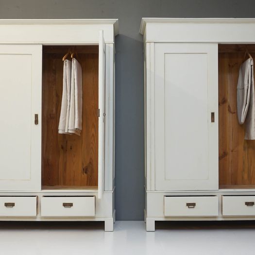 Pair of antique Continental wardrobes (knockdown)