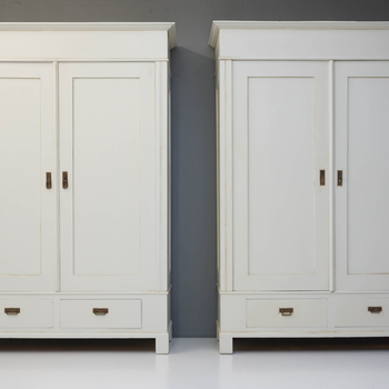 Pair of antique Continental wardrobes (knockdown)